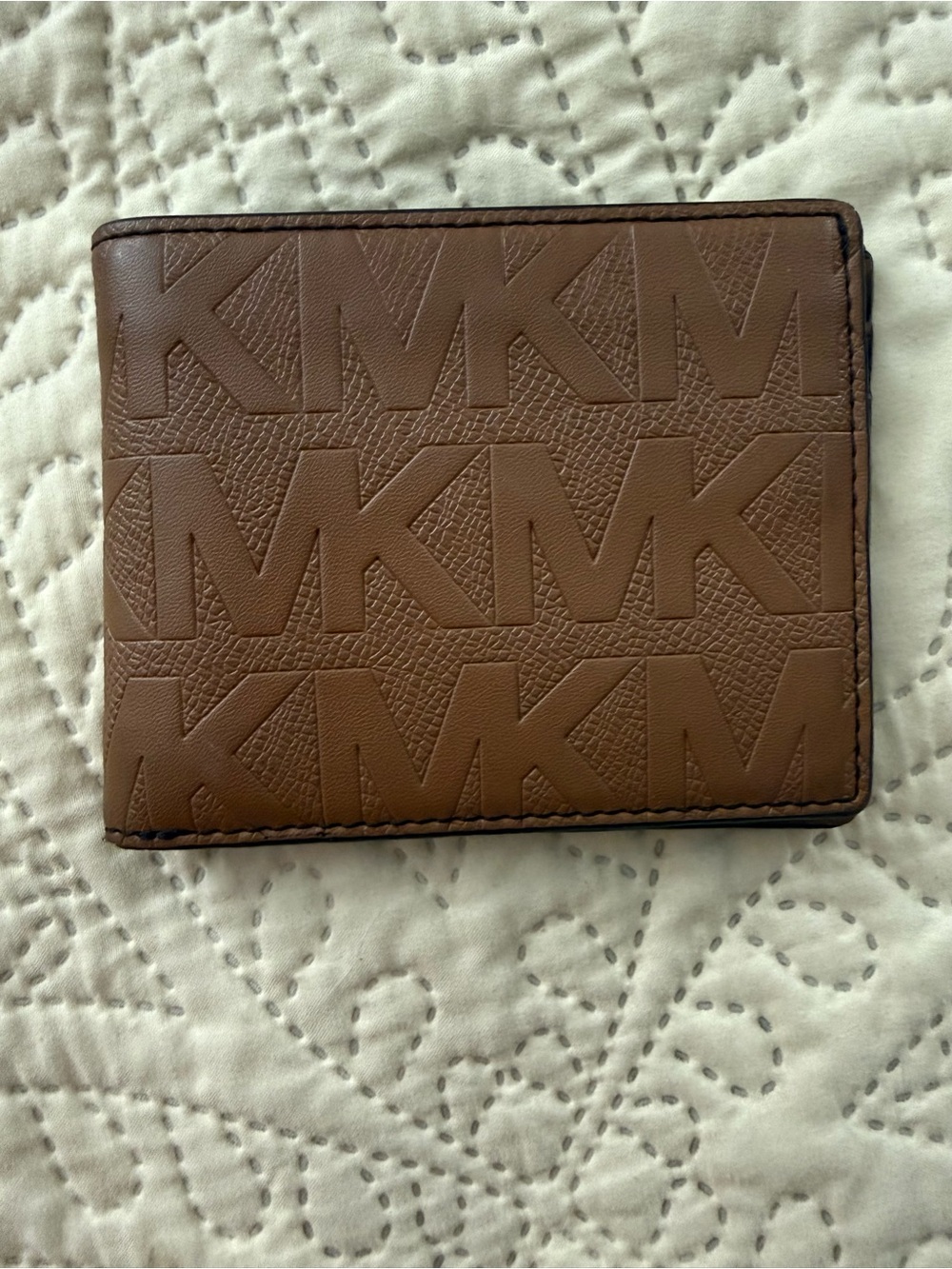 Michael Kors Tan Embossed MK Card Wallet